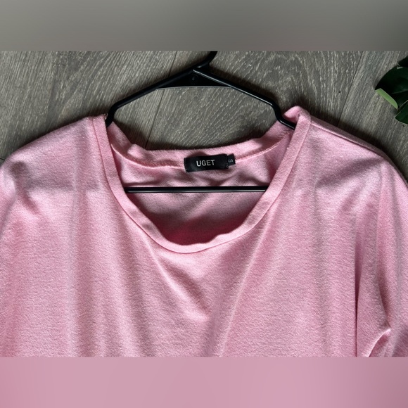 Uget Pink hi low hem dropped shoulder Dolman Sleeve Sweater size S - Picture 5 of 9